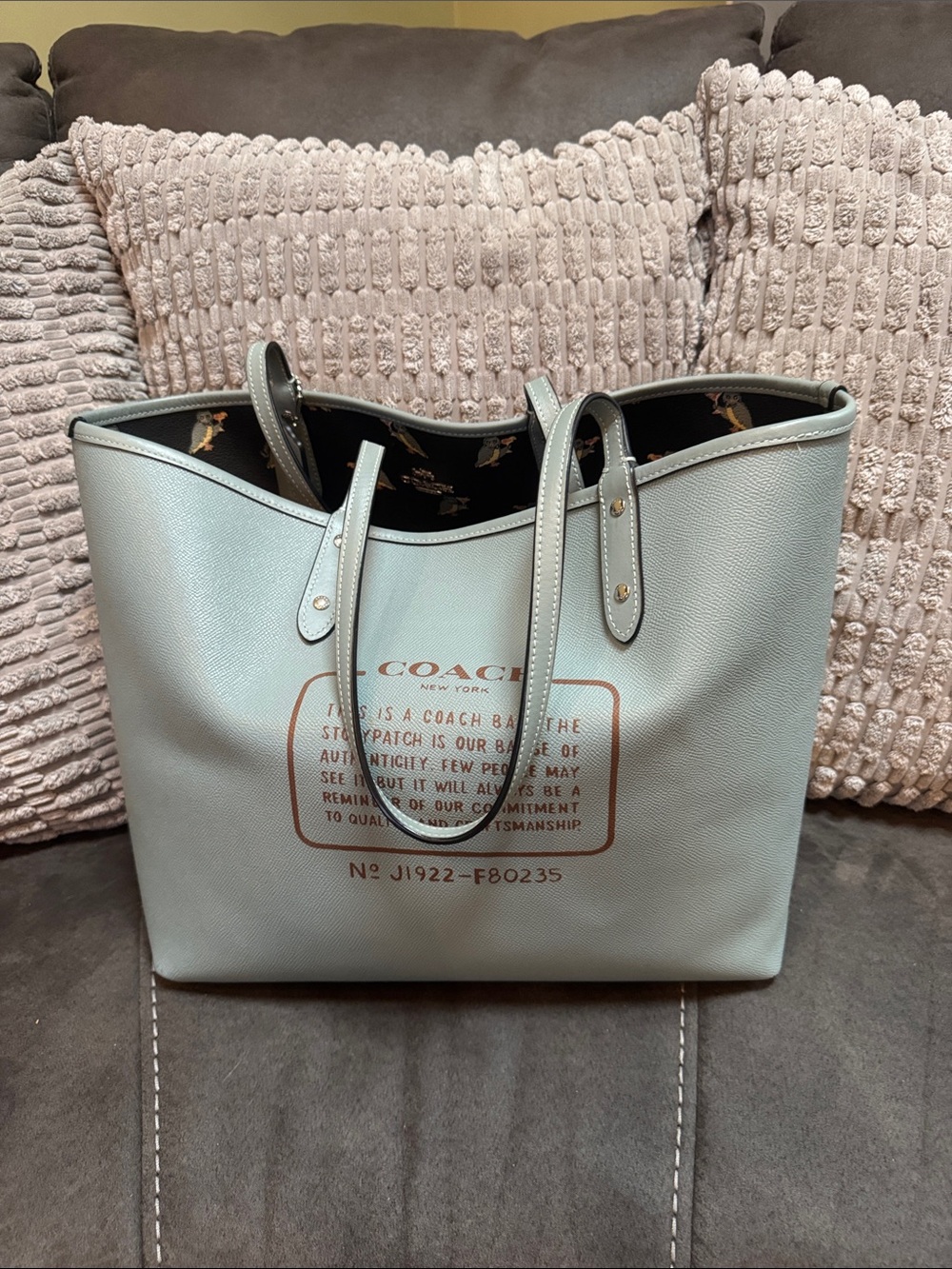 Coach Pebbled Leather Tote in Light Blue - Picture 2 of 4